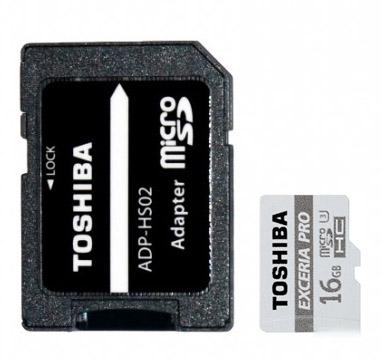 Карта пам'яті Class 10 UHS| U3 16GB microSDHC + SD adapter TOSHIBA THN-M401S0160E2