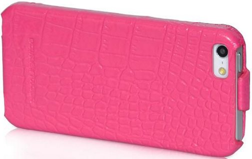 HOCO for iPhone 5/5S Bright Crocodile Flip Leather case Rose Red HI-L016RR