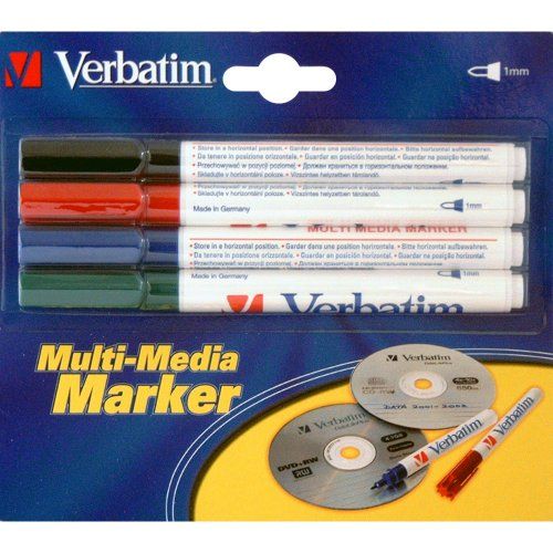 Маркер Verbatim MULTI MEDIA MARKER 4шт/PACK (BLACK/RED/BLUE/GREEN) 44120