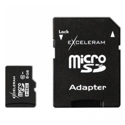 Карта памяти eXceleram 8Gb microSDHC class 10 c адаптером SD MSD0810V