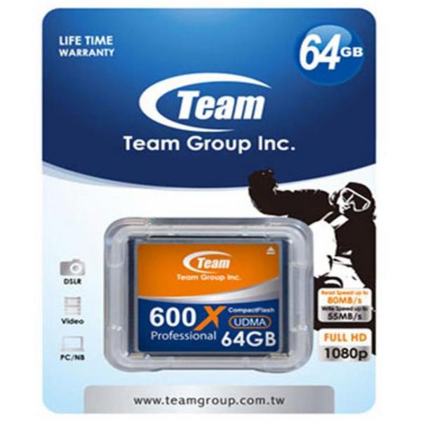 Карта памяти Team 64GB Compact Flash 600x TCF64G60001