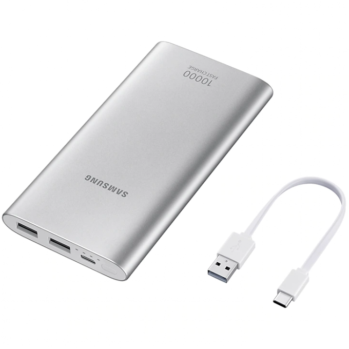 Батарея универсальная Samsung EB-P1100, 10000mAh, USB Type-C, Fast Charge Silver EB-P1100CSRGRU