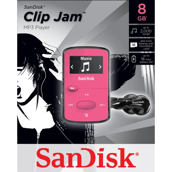 MP3 плеер SanDisk Sansa Clip JAM 8GB Pink SDMX26-008G-G46P