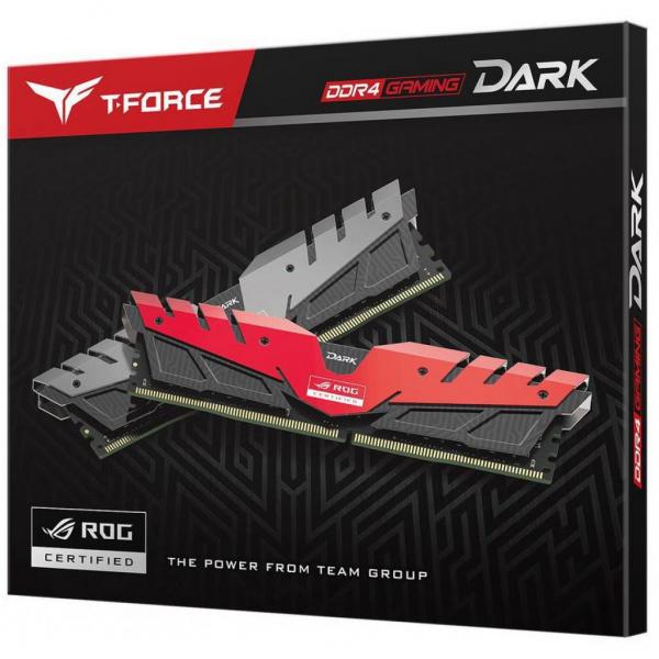 Модуль памяти для компьютера DDR4 16GB (2x8GB) 3000 MHz T-Force Dark Rog Black/Red Team TDRRD416G3000HC16CDC01