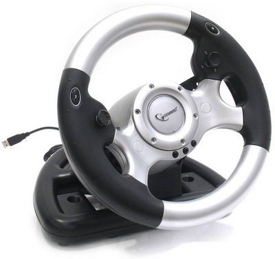 Игровой руль с педалями, с силовым механизмом обратной связи, USB интерфейс Gembird STR-FFB2