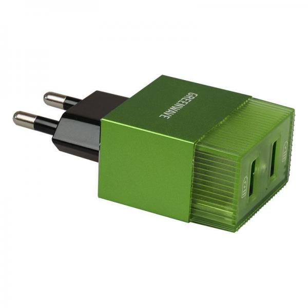 Сетевое зарядное устройство Greenwave CH-TC-224L (2xUSB 2.4A) Green R0014158