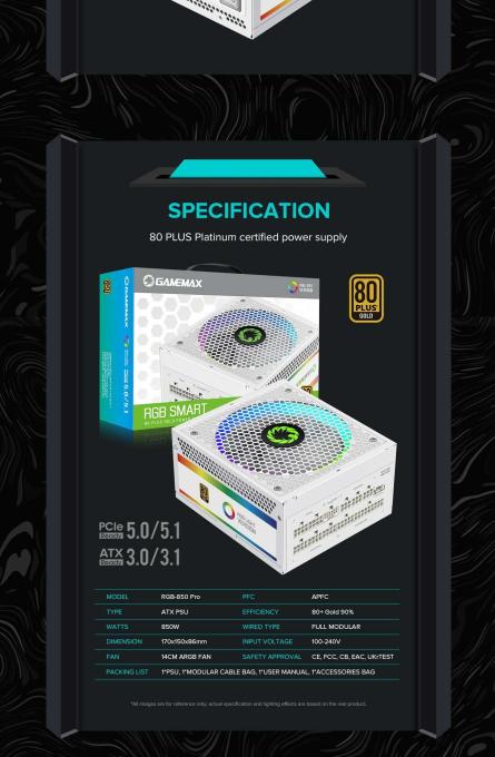 GAMEMAX RGB 850 PRO WH (ATX3.0/3.1 PCI