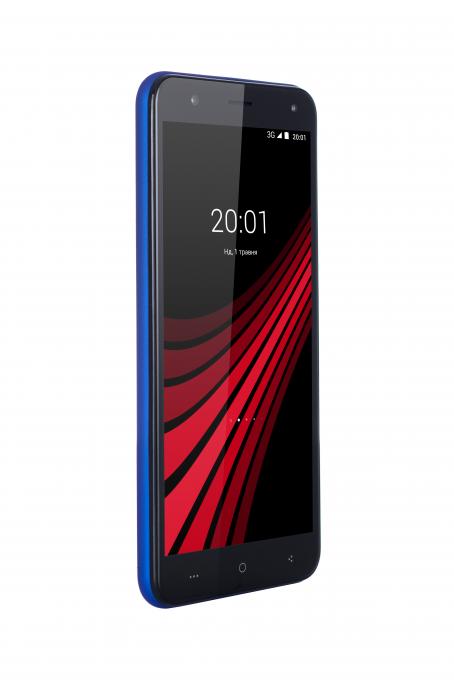 Смартфон Ergo V540 Level Dual Sim Blue/Black; 5.34" (960х480) TN / MediaTek MT6580A / ОЗУ 2 ГБ / 16 ГБ встроенной + microSD до 32 ГБ / камера 8 Мп + 5 Мп / 3G (WCDMA) / Bluetooth, Wi-Fi / GPS, A-GPS / ОС Android 8.1 (Oreo) / 151 x 71 x 8.5 мм, 178 г / 3000 мАч / черно-синий V540 Level Blue/Black