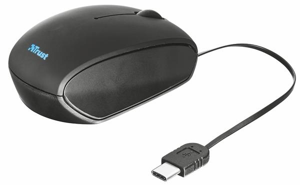 Мышка Trust USB-C retractable mini mouse black 20969