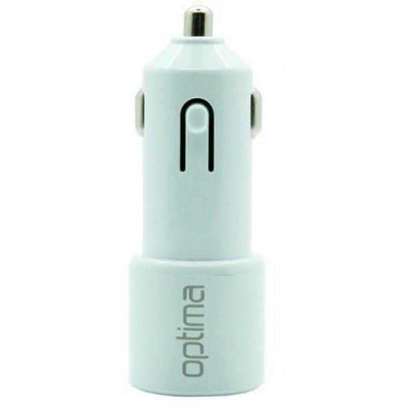 Зарядное устройство Optima 2*USB (2.1A) + cable iPhone 4 White 45088