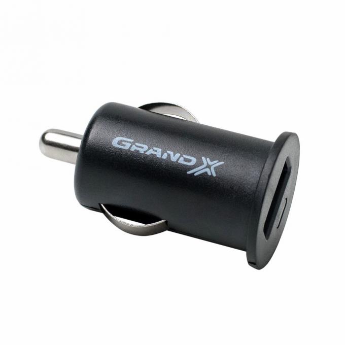 Зарядное устройство Grand-X 12-24V, 1*USB 5V/1A + cable 2,1А, Cu, Micro USB CH01BM