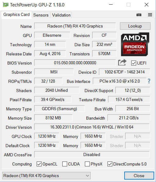 Вiдеокарта MSI Radeon RX 470 4GB DDR5 Armor BTC Edition SAMSUNG memory RX 470 ARMOR 4G BTC