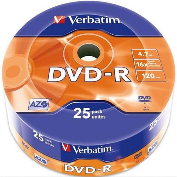 Диск DVD Verbatim 4.7Gb 16X Spindle Wrap box 25шт 43808