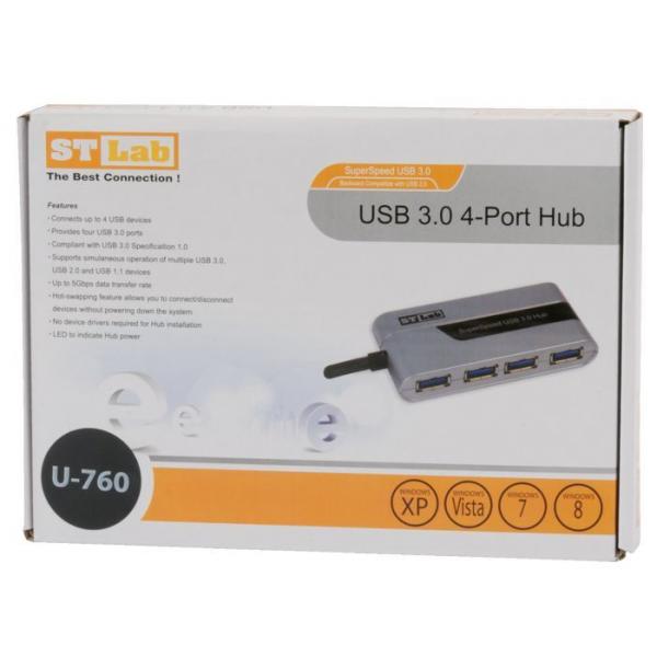 Концентратор STLab U-760 серебристый USB 3.0