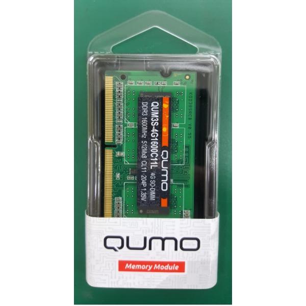 Модуль памяти SO-DIMM 4GB/1600 DDR3 1,35V QUMO QUM3S-4G1600C11L