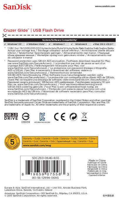SANDISK SDCZ60-064G-B35