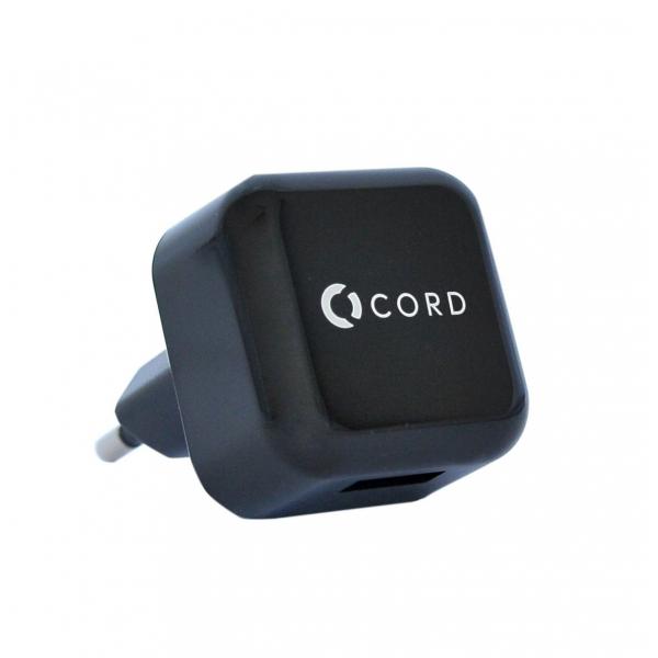 Сетевое зарядное устройство Cord универсальное USB (1хUSB 1A) Black CT151E-S10.1