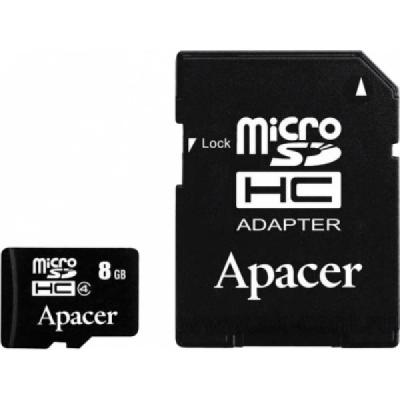 Карта памяти Apacer 8GB microSDHC Class4 w/ 1 Adapter RP AP8GMCSH4-R