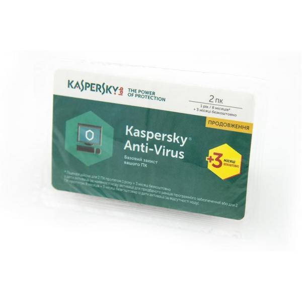 ПО Kaspersky Anti-Virus 2017 Eastern Europe Edition 2 ПК 1 год + 3 мес. Renewal Card KL1171OOBFR Kaspersky lab