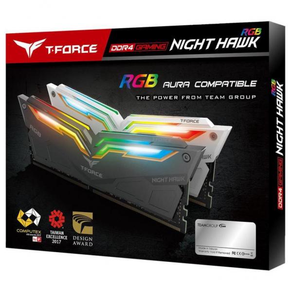 Модуль памяти для компьютера DDR4 16GB (2x8GB) 3200 MHz T-Force Night Hawk White RGB Team TF2D416G3200HC16CDC01