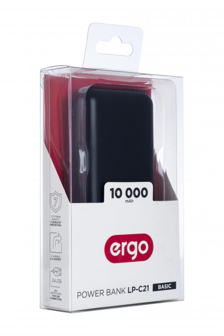 Универсальная мобильная батарея Ergo 10000mAh Black LP-С21B