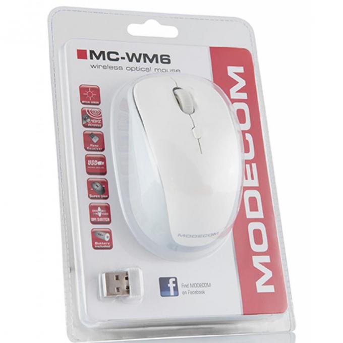 Мышка беспроводная MC-WM6 WHITE MODECOM M-MC-0WM6-200