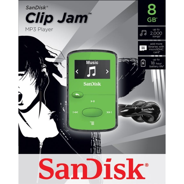 MP3 плеер SanDisk Sansa Clip JAM 8GB Green SDMX26-008G-G46G