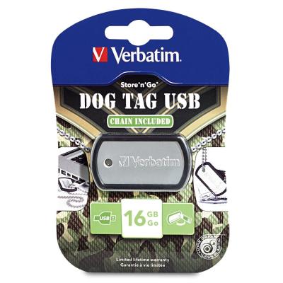 USB флеш накопитель Verbatim 16GB Dog Tag Black USB 2.0 98671
