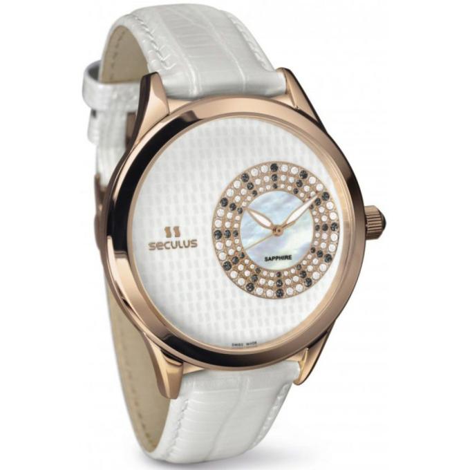 Seculus 1672.2.1063 wht mop, pvd-r crown onyx, wht strap