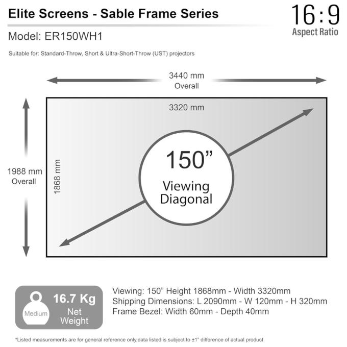 ELITE SCREENS ER150WH1
