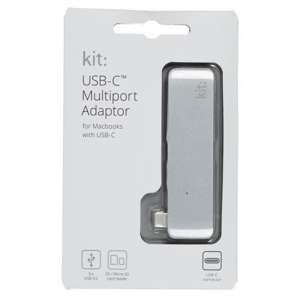 Переходник Type-C to 3*USB 3.0, SD/microSD reader (Space Grey) Kit C5IN1GR