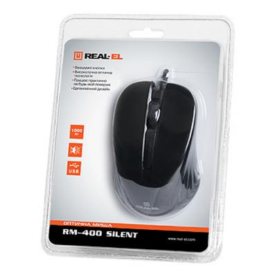 Мышка REAL-EL RM-400 Silent, USB, black