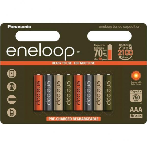 Аккумулятор PANASONIC Eneloop Expedition Colors 750mAh NI-MH * 8 BK-4MCCE/8EE