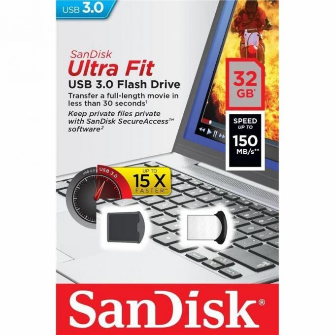 USB флеш накопитель SANDISK 32GB Ultra Fit USB 3.0 SDCZ43-032G-GAM46