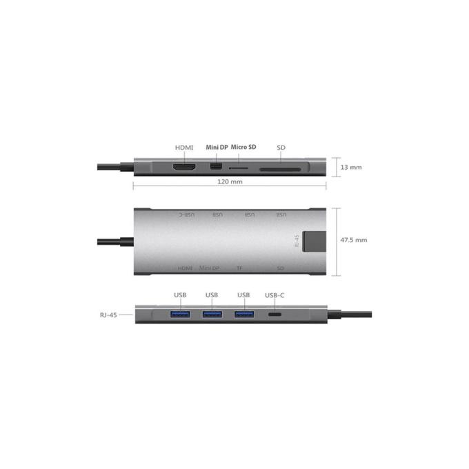 Dynamode Dock-9-in-1-TypeC-HDMI-Mini-DP-USB3.0-RJ45