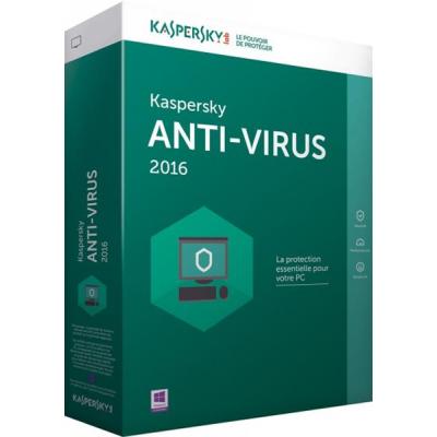 Программная продукция Kaspersky Anti-Virus 2016 2+1 ПК 1 год Base Box KL1167OBBFS16