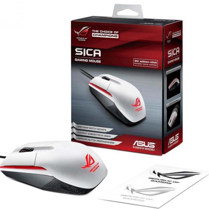 Мышка ASUS ROG Sica Gaming Mouse White 90MP00B2-B0UA00