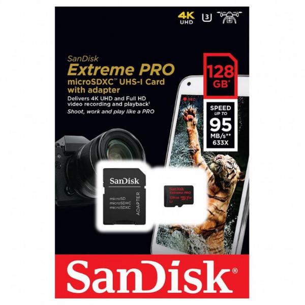 Карта памяти SANDISK 128GB microSDXC class 10 UHS-I 4K Extreme Pro SDSQXXG-128G-GN6MA