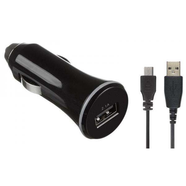 Автомобільний ЗП Kit Premium USB Charger (USB 2.1 Amp), Black + кабель microUSB (charge/data, 1м) 8600CCUSB2A