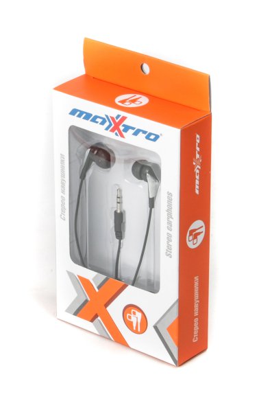 Вакуумные стерео наушники, серебристо-черный цвет Maxxtro EPM-103