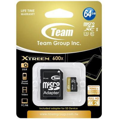 Карта памяти Team 64GB microSD class 10 UHS| U3 TUSDX64GU303