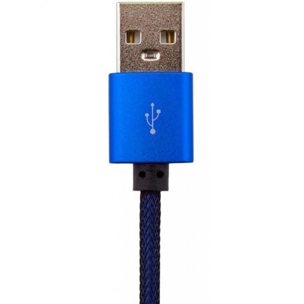 Дата кабель LogicPower USB 2.0 -> Lightning 1м Bl (метал. плетение) синий /Retai 5125