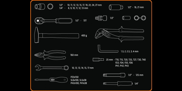 Набор инструментов NEO 56 предметов универсальный 08-684