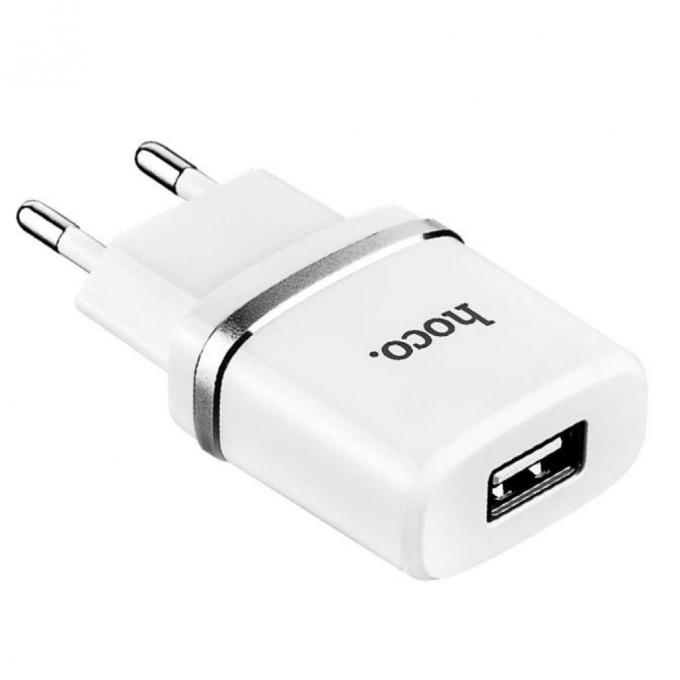 Зарядное устройство HOCO C11 1*USB, 1A, White 63319