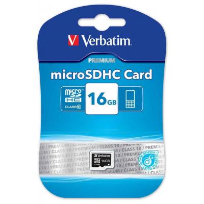 Карта памяти Verbatim 16GB microSDHC class 10 44010