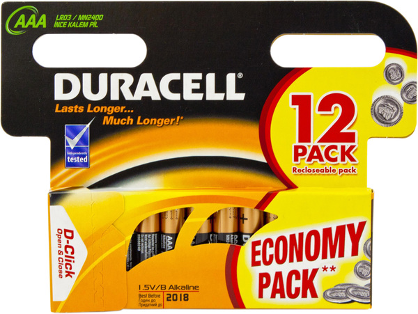 Батарейка DURACELL Basic AAA (LR03) BLI 12 ALKALINE