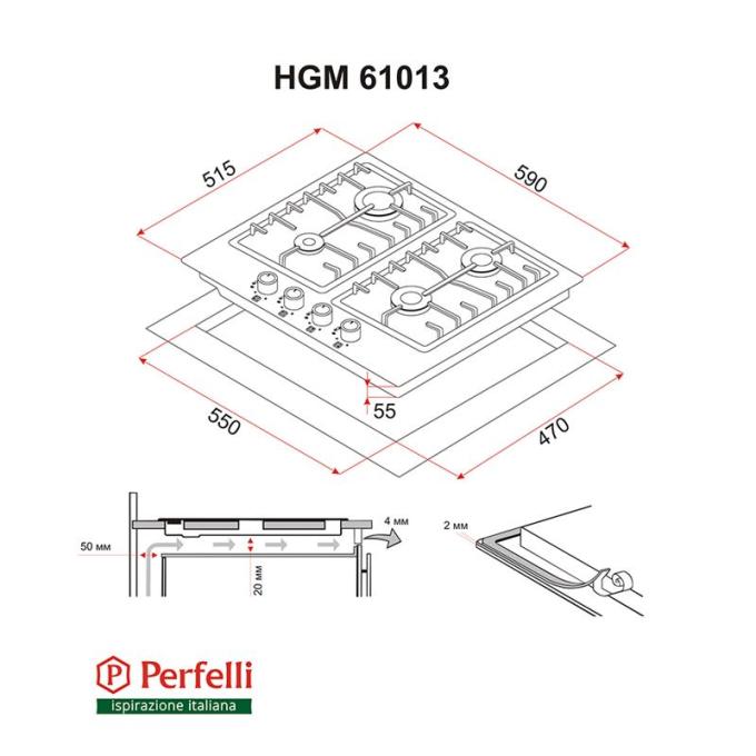 Варочная поверхность Perfelli HGM 61013 BL