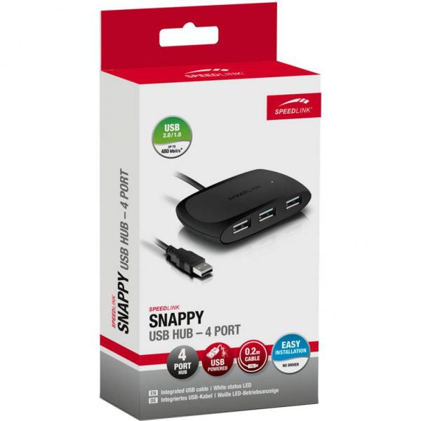 Концентратор Speedlink SNAPPY USB Hub SL-140011-BK
