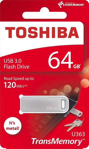 флеш-драйв TOSHIBA U363 64GB USB 3.0 Серебристый THN-U363S0640E4