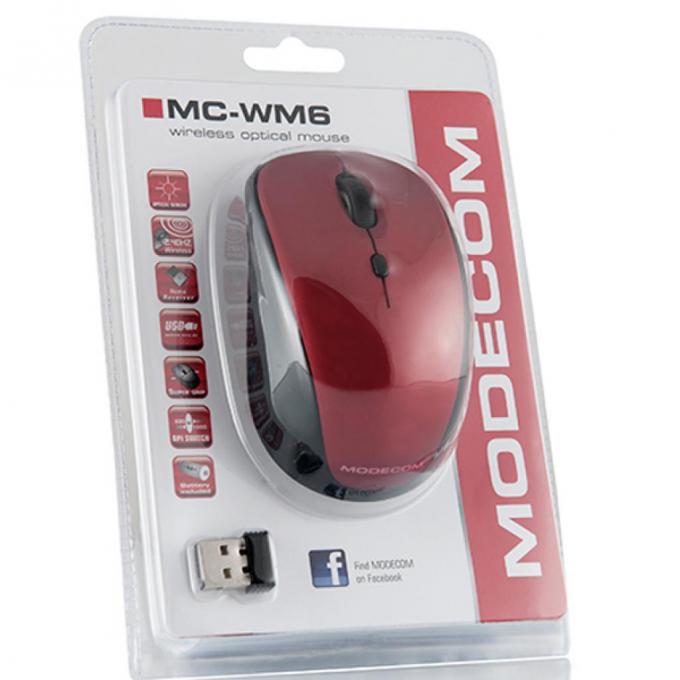 Мышка беспроводная MC-WM6 RED MODECOM M-MC-0WM6-500